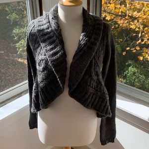 BCBGMAXAZRIA soft circle cardigan with pretty knit patterns